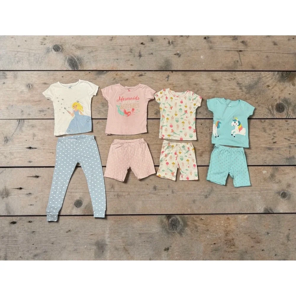 Lot Of 4 Toddler Girls Carter's Pajamas Sz 4T